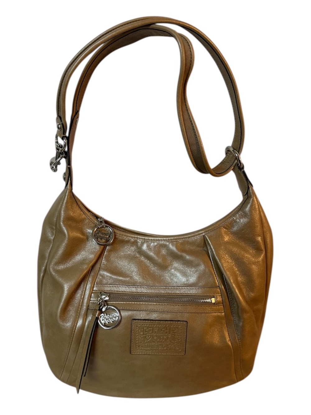 Coach Carly Hobo Bag | Metallic Bronze Leather Shoulder Bag